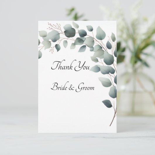 Simple Eucalyptus Photo Thank you Card Bedankkaart (Staand voorkant)