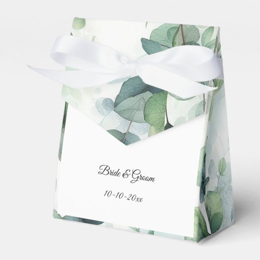 Simple Eucalyptus Wedding Bedankdoosjes (Voorkant Zijde)