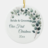 Simple Eucalyptus Wedding  First Christmas Keramisch Ornament (Voorkant)