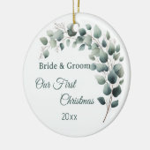 Simple Eucalyptus Wedding  First Christmas Keramisch Ornament (Links)