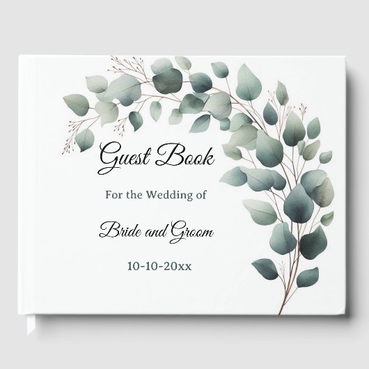 Simple Eucalyptus Wedding Guest Book Gastenboek (Voorkant)