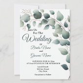 Simple Eucalyptus Wedding Invitation Kaart
