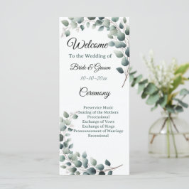 Simple Eucalyptus Wedding Programmakaart