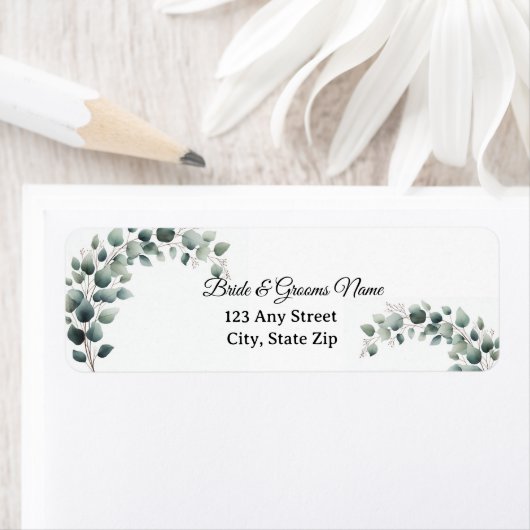 Simple Eucalyptus Wedding Return Address Etiket (Insitu)