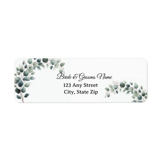 Simple Eucalyptus Wedding Return Address Etiket (Voorkant)