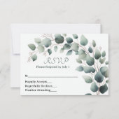 Simple Eucalyptus Wedding RSVP Card Kaartje (Voorkant)