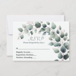 Simple Eucalyptus Wedding RSVP Card Kaartje
