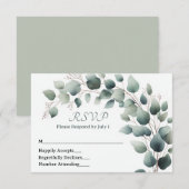 Simple Eucalyptus Wedding RSVP Card Kaartje (Voorkant / Achterkant)