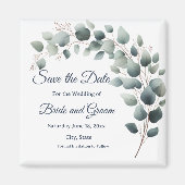 Simple Eucalyptus Wedding Save the Date Magnet (Voorkant)