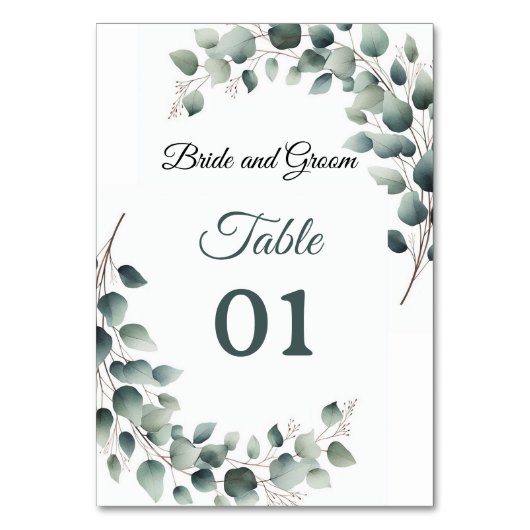 Simple Eucalyptus Wedding Table Card Kaart (Achterkant)