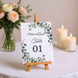 Simple Eucalyptus Wedding Table Card Kaart