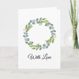 Simple Eucalyptus Wreath Wedding Card - Blank Kaart