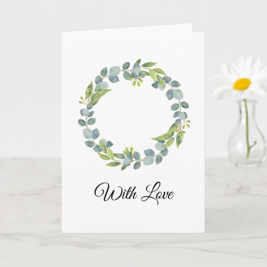 Simple Eucalyptus Wreath Wedding Card - Blank Kaart (Kleine Plant)