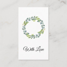 Simple Eucalyptus Wreath Wedding Card - Blank Visitekaartje