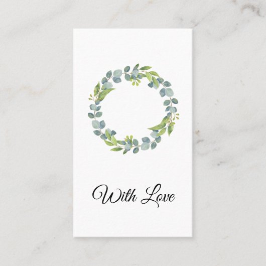 Simple Eucalyptus Wreath Wedding Card - Blank Visitekaartje (Voorkant)