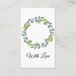 Simple Eucalyptus Wreath Wedding Card - Blank Visitekaartje