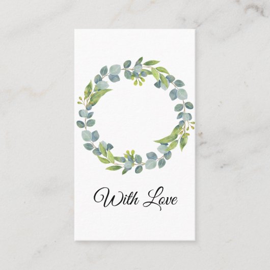 Simple Eucalyptus Wreath Wedding Card - Blank Visitekaartje (Voorkant)