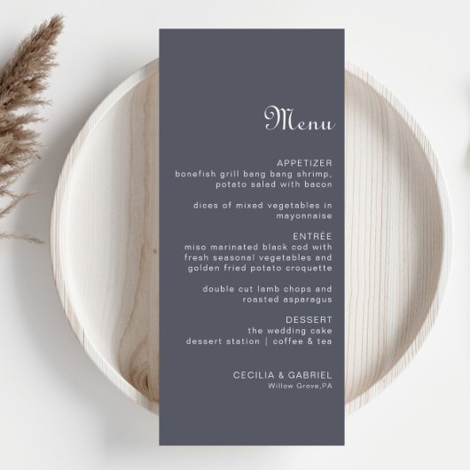 Simple Evening Boho Wedding Menu Kaart