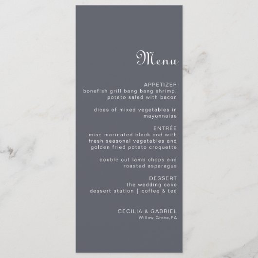 Simple Evening Boho Wedding Menu Kaart (Voorkant)