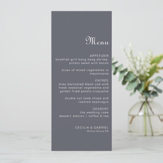 Simple Evening Boho Wedding Menu Kaart (Staand voorkant)