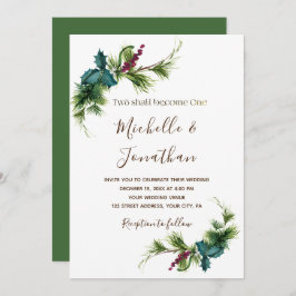 Simple Evergreen Greenery Floral Christelijk Weddi Kaart