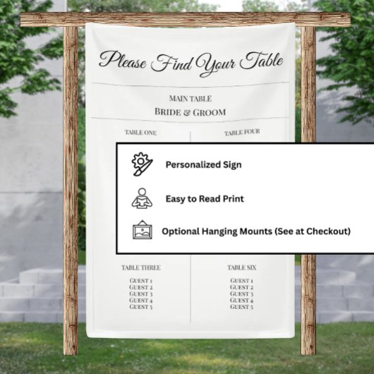 Simple Fabric Seating Chart - Custom Wedding Decor Spandoek