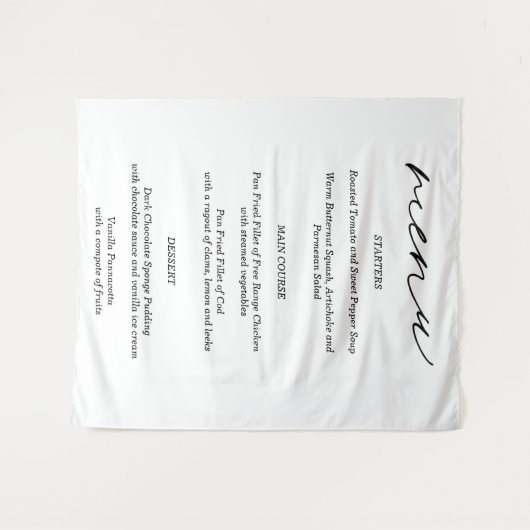 Simple Fabric Wedding Menu Banner Wandkleed (Voorkant (horizontaal))