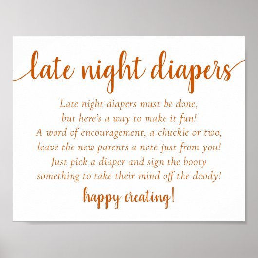 Simple Fall Late Night Diapers | Orange Shower Poster (Voorkant)