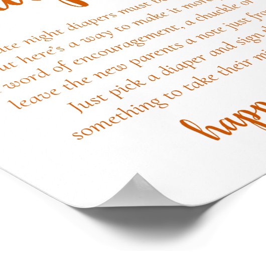 Simple Fall Late Night Diapers | Orange Shower Poster (Hoek)