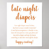 Simple Fall Late Night Diapers | Orange Shower Poster (Voorkant)