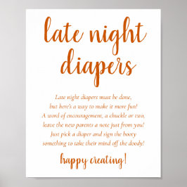 Simple Fall Late Night Diapers | Orange Shower Poster