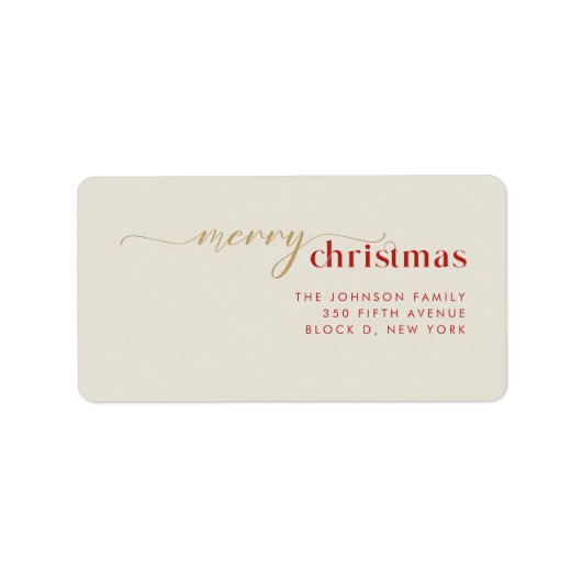 Simple Family Christmas Holiday Return Address Etiket (Voorkant)