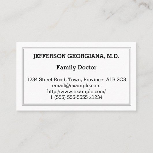 Simple Family Doctor Visitekaartje (Voorkant)