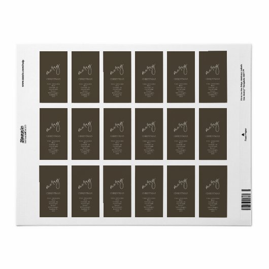 Simple Family Merry Christmas Return Address Etiket (Full Sheet)