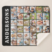 Simple Family Photo Collage Personalized Name  Sherpa Deken (Voorkant (horizontaal))