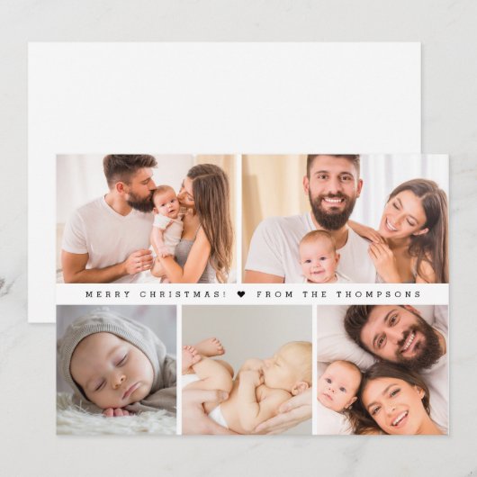 Simple Family Photo Grid Collage Merry Christmas  Kaart (Voorkant / Achterkant)
