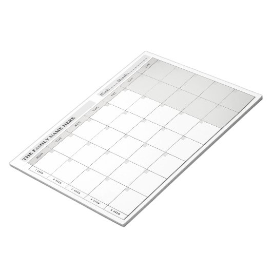 Simple Family Planner Calendar Notepad 2026 Notitieblok (Schuin)