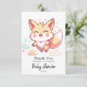 Simple Fantasy Fox Baby shower Bedankkaart (Staand voorkant)