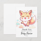 Simple Fantasy Fox Baby shower Bedankkaart (Voorkant / Achterkant)