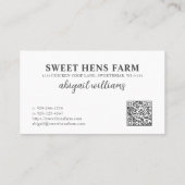 Simple Farmhouse Chicken Eggs QRCode Visitekaartje (Achterkant)