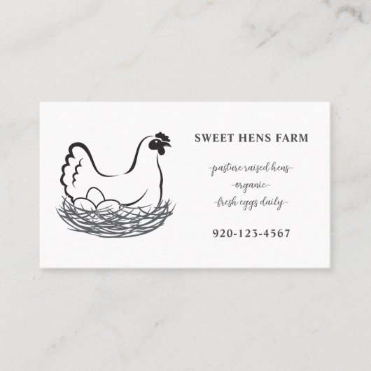 Simple Farmhouse Chicken Eggs QRCode Visitekaartje (Voorkant)