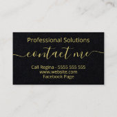 Simple FAUX Gold Black Casual Personal Assistant Visitekaartje (Achterkant)