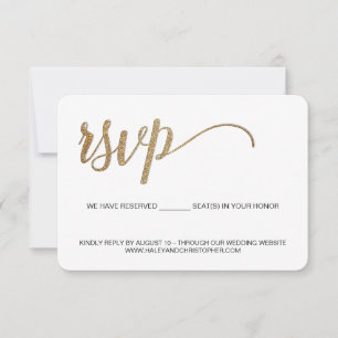 Simple Faux Gold Glitter Wedding Website antwoord