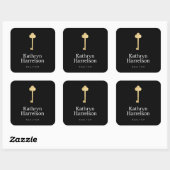 Simple Faux Gold Key Realtor Logo Zwart Vierkante Sticker (Vel)