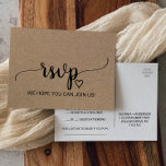 Simple Faux Kraft Calligraphy Song Request RSVP Uitnodiging Briefkaart<br><div class="desc">Dit simpele faux kraft kalligrafielenverzoek RSVP-briefkaart is perfect voor een rustige of moderne themagebruiloft. Het minimalistische ontwerp kenmerkt een elegant borstelscriptdoopvont en een prachtig vrouwelijk hart. Bouw je trouwgastenlijst en je dansvloerzang allemaal tegelijk! Dit briefkaart voor trouwreactie vraagt gasten gemakkelijk of ze je bruiloft kunnen bijwonen, en ook welk lied...</div>