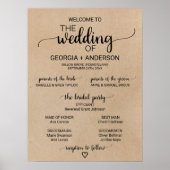 Simple Faux Kraft Calligraphy Wedding Programme Poster (Voorkant)