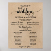 Simple Faux Kraft Calligraphy Wedding Programme Poster (Voorkant)