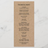 Simple Faux Kraft Calligraphy Wedding Programme Programmakaart (Achterkant)