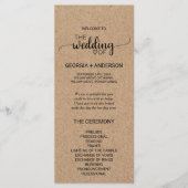 Simple Faux Kraft Calligraphy Wedding Programme Programmakaart (Voorkant)