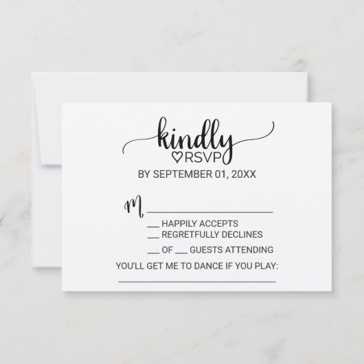 Simple Faux Kraft Song Request RSVP Card (Achterkant)